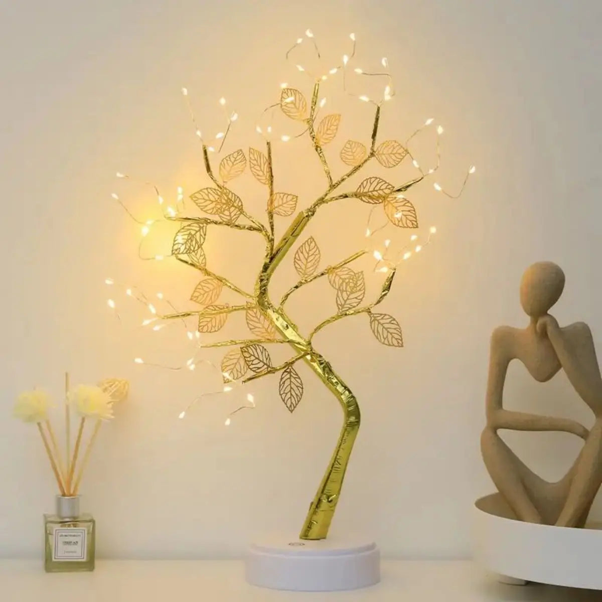 1pc Golden Leaf Tree Lamp,