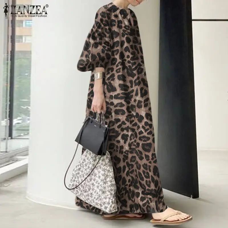 Maxi Dress Women's Leopard Sundress