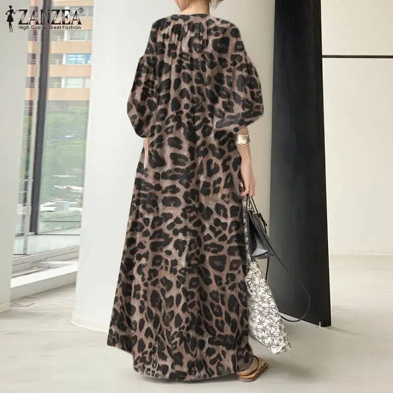 Maxi Dress Women's Leopard Sundress