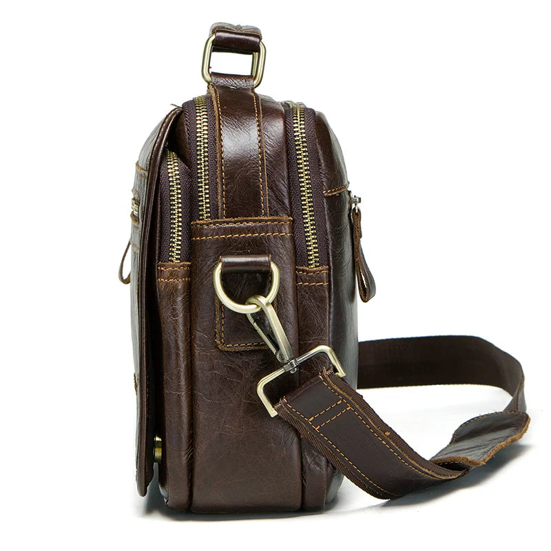 Cow leather men's messenger bag