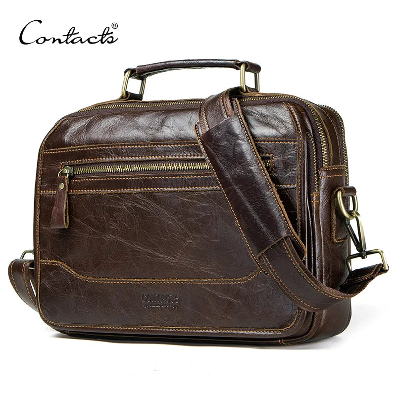 Cow leather men's messenger bag