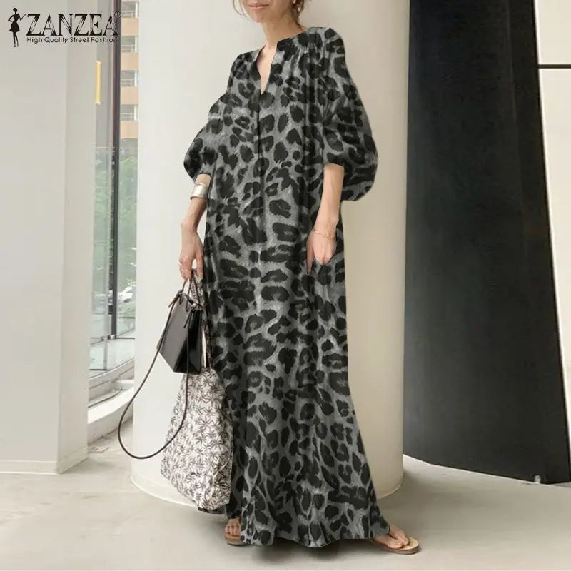 Maxi Dress Women's Leopard Sundress