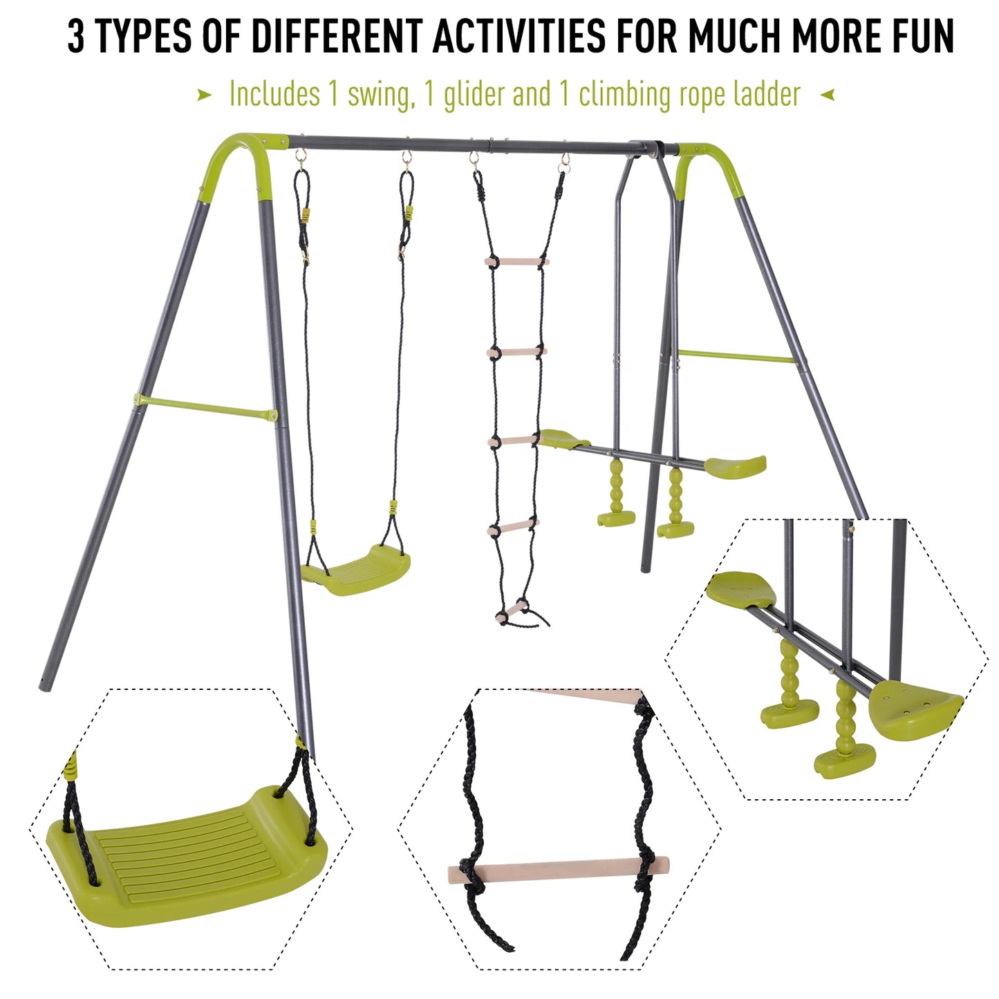 3 in 1 Kids Swing Set