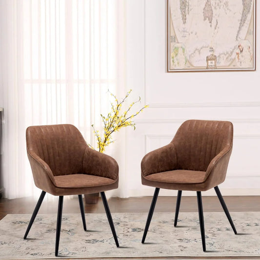 Faux Leather Accent Arm Chairs