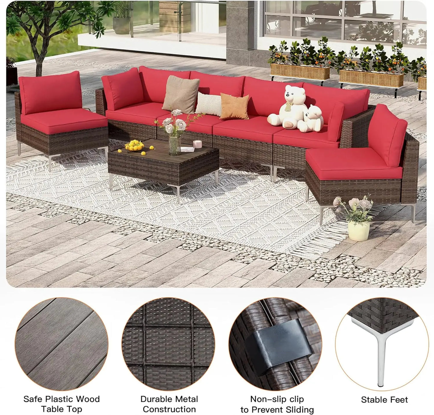 Outdoor Patio Furniture Set,7 Pieces