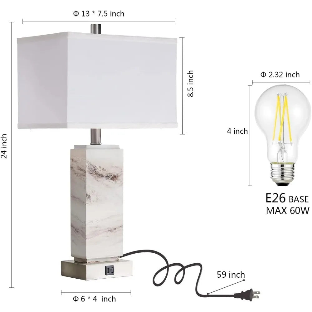 Rustic Resin Bedside Table Lamp