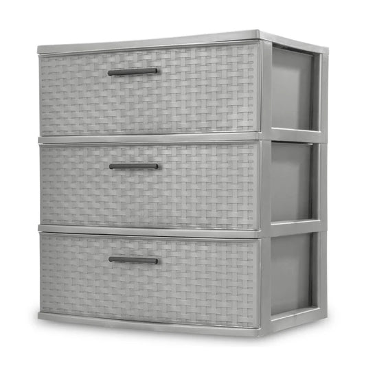 3 Drawer Wide Weave Tower Cement