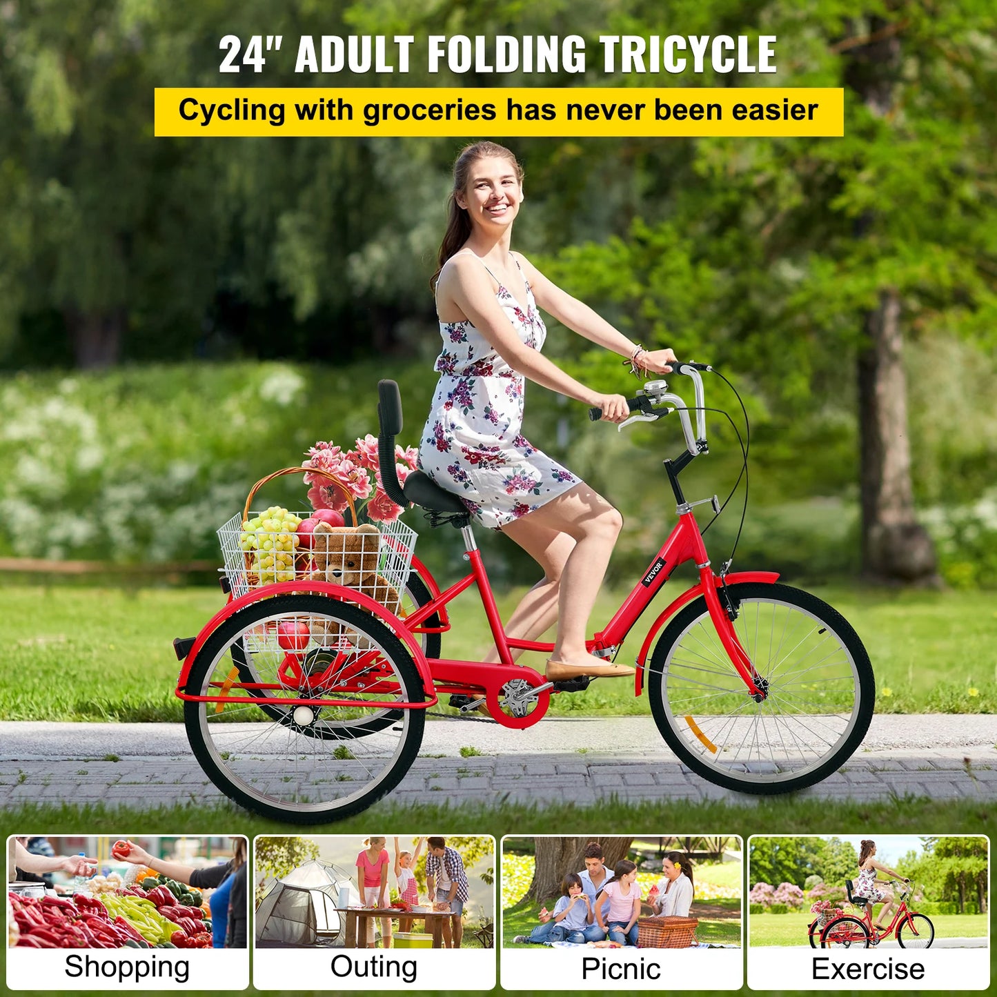 Foldable Adult Tricycle 24''