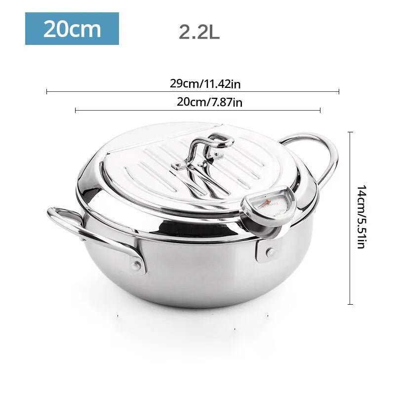 1pc Stainless Steel Oil Frying Pan