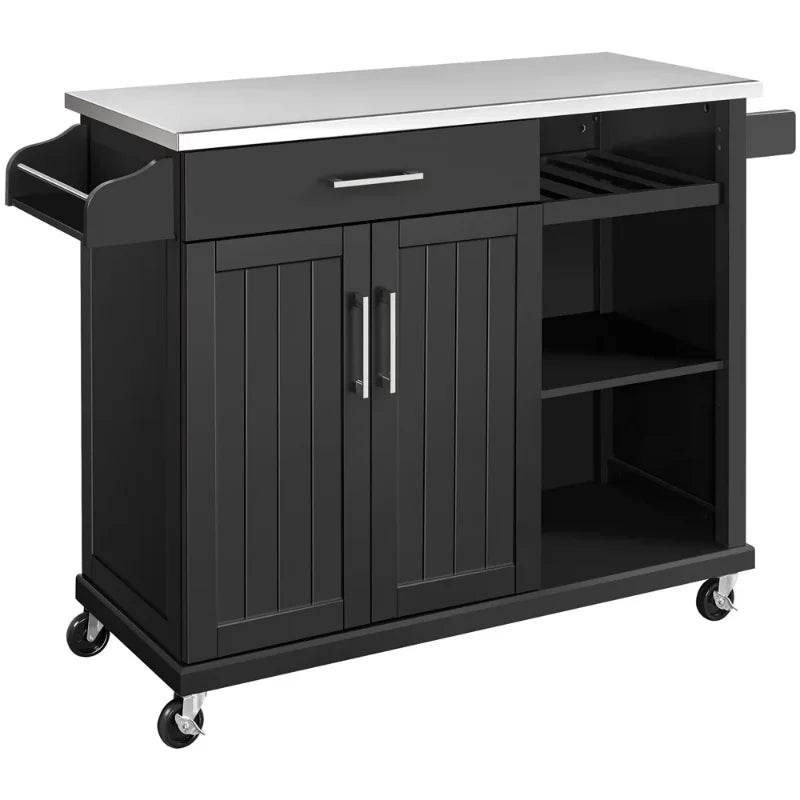 Kitchen Cart Cabinet with Steel Top