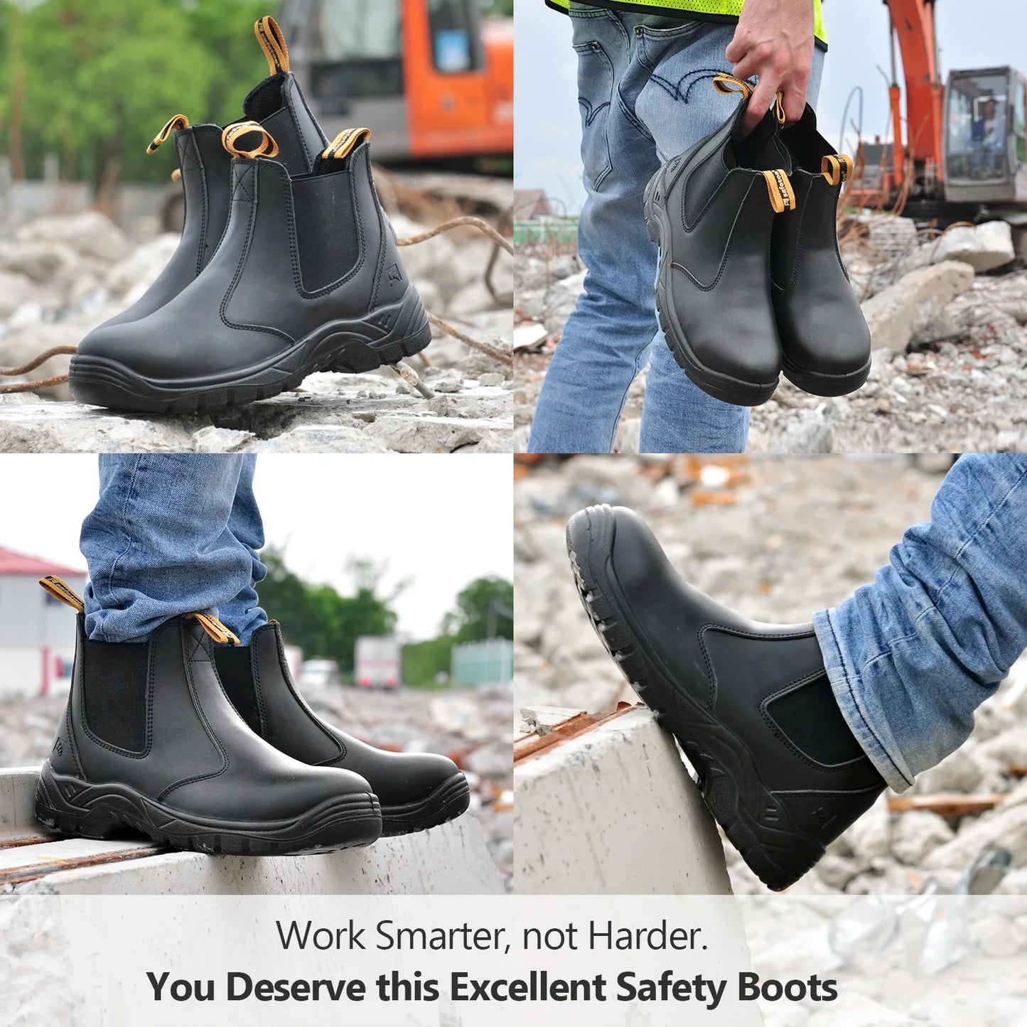 Safety Shoes  With Steel Toe Cap, Waterproof Leather