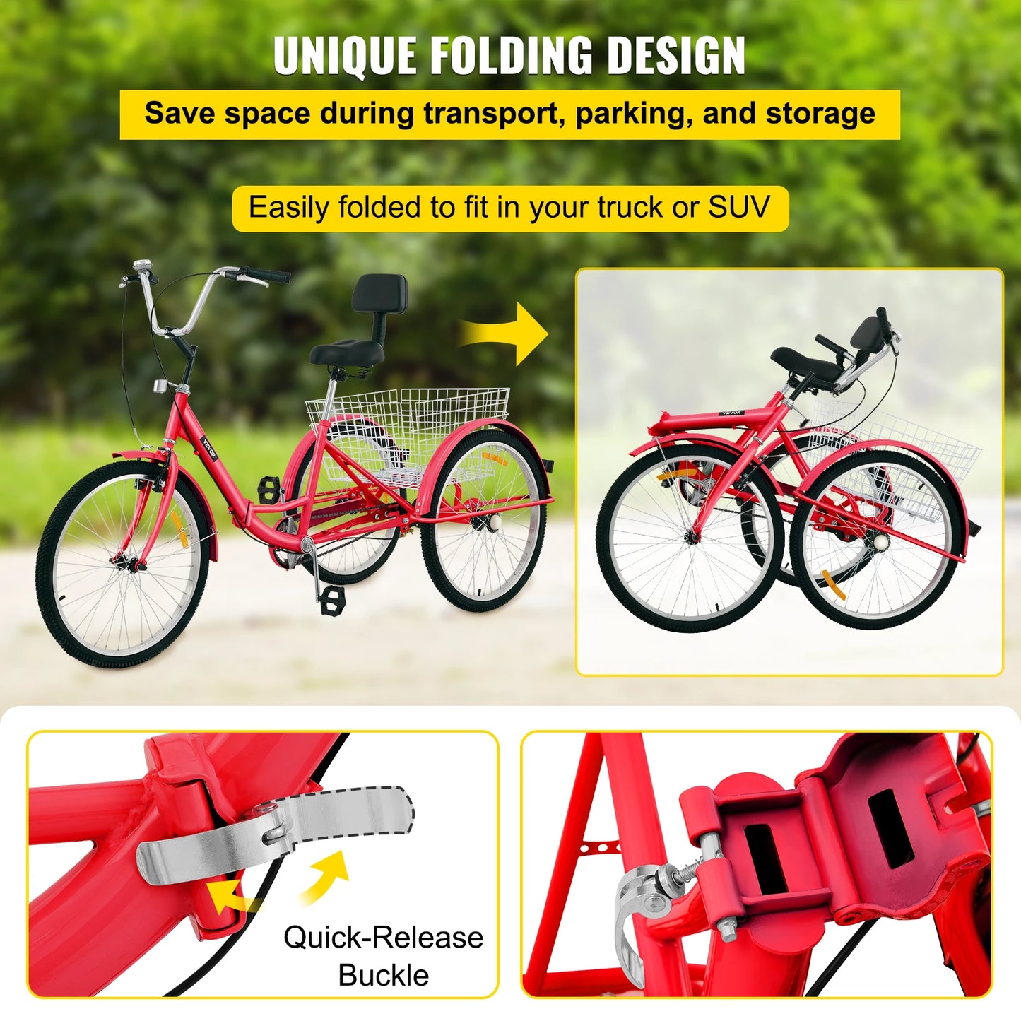 Foldable Adult Tricycle 24''