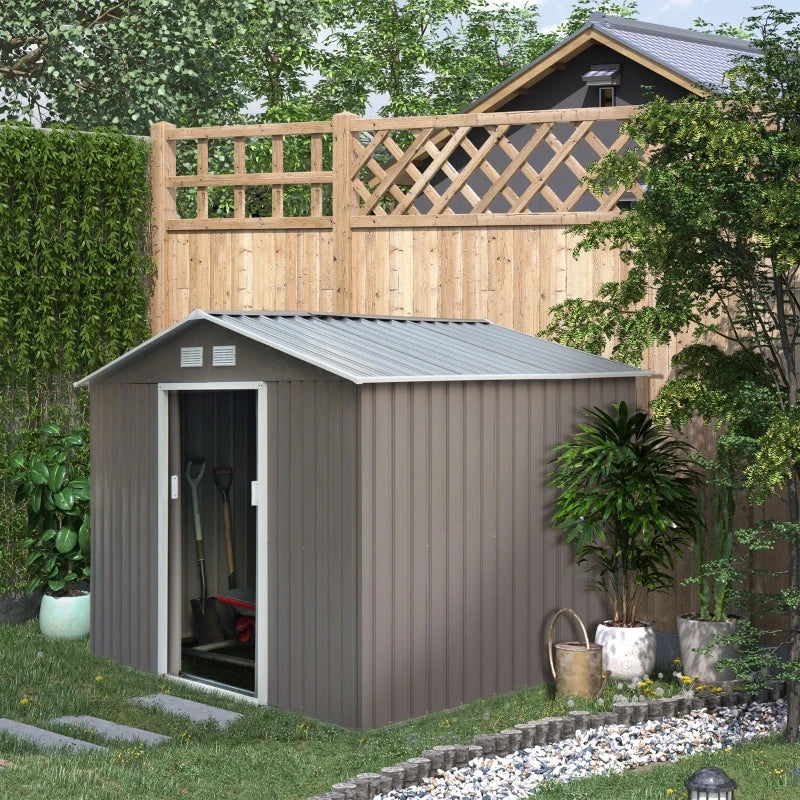 Garden Storage Shed w/Floor Foundation Outdoor Patio Yard Metal