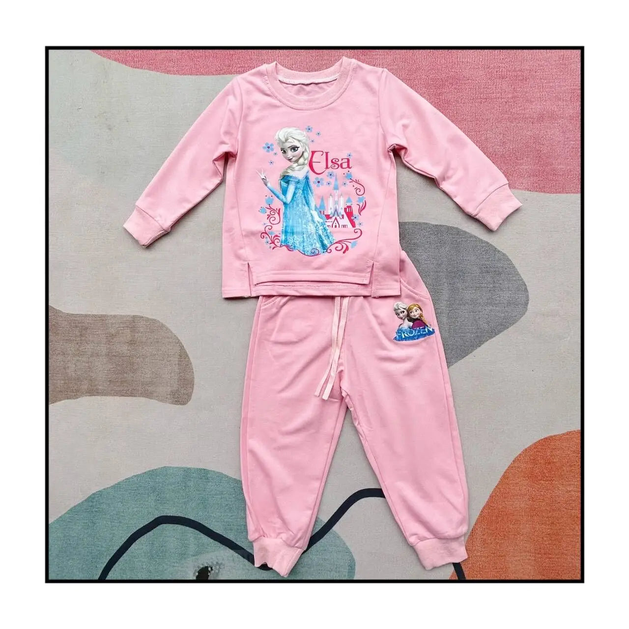 New Spring Autumn Children's Set Elsa Cartoon Hoodies Clothing Set Clothes Pants 2pcs Set 2-7Years Sweater