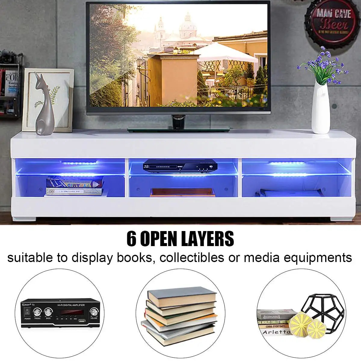 57 inch RGB LED TV Unit Cabinet Stand