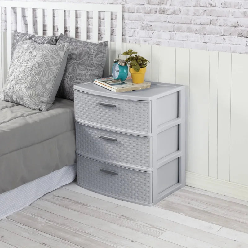 Sterilite 3 Drawer Wide Weave Tower Cement