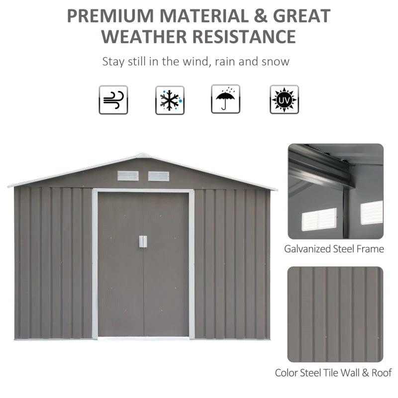 Garden Storage Shed w/Floor Foundation Outdoor Patio Yard Metal