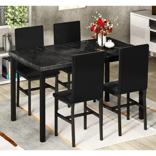 Black Marble Dining Table set