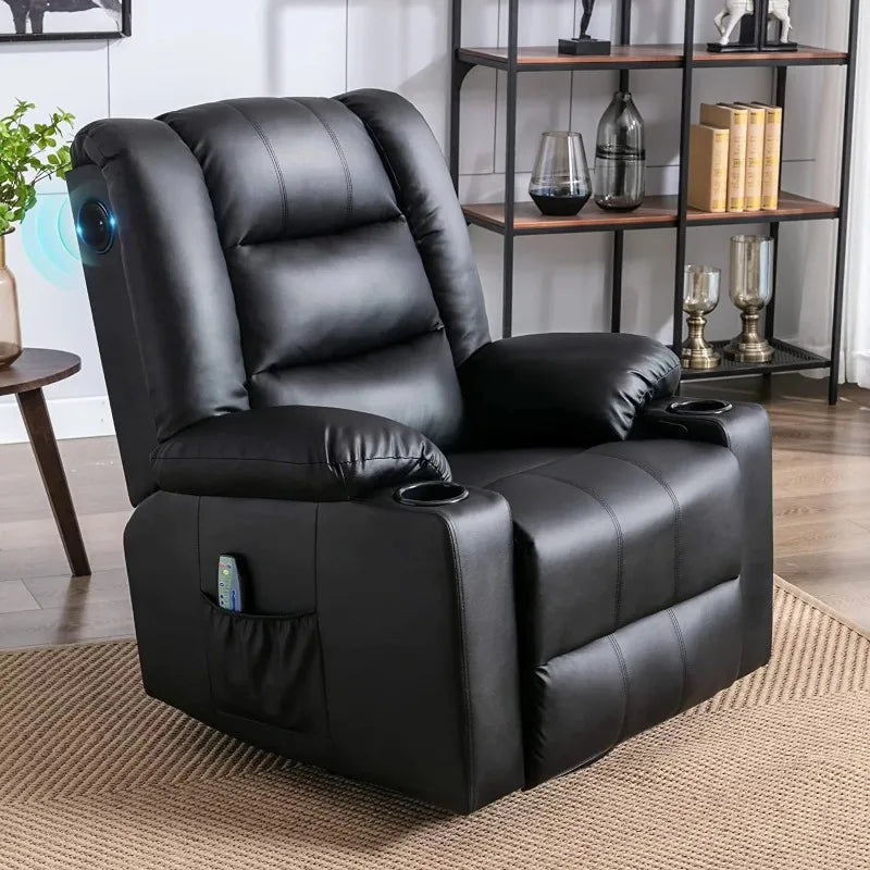 Massage Rocking Swiveling Recliner Chair with Speakers