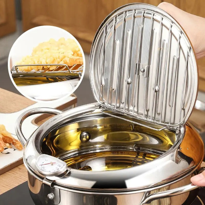 1pc Stainless Steel Oil Frying Pan