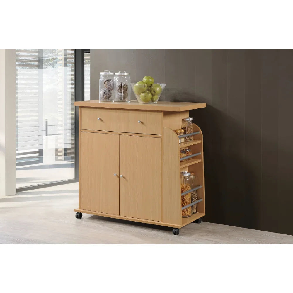 Kitchen Cart with Spice Rack & Towel Rack