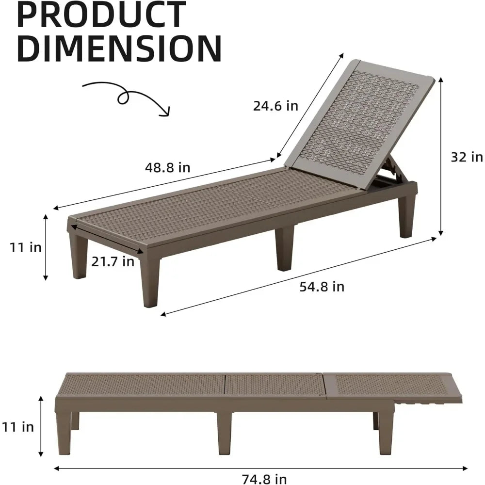 Set of 2 Outdoor Chaise Lounge Chairs