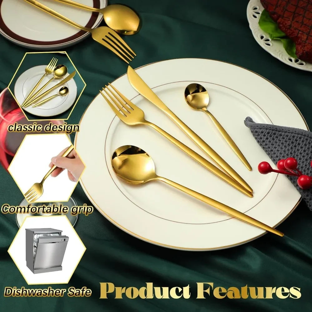 400 Pcs Gold Silverware Set