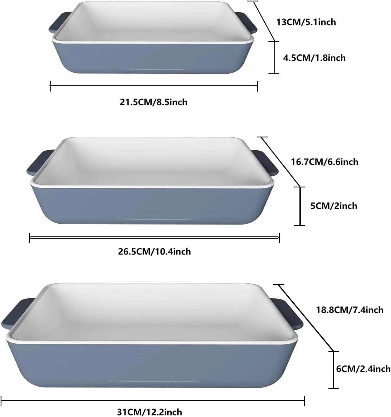 Sky Blue Rectangular Baking Dish Set