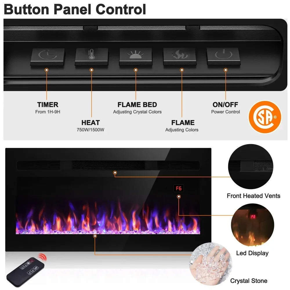 2023 New 50 Inch Electric Fireplace,