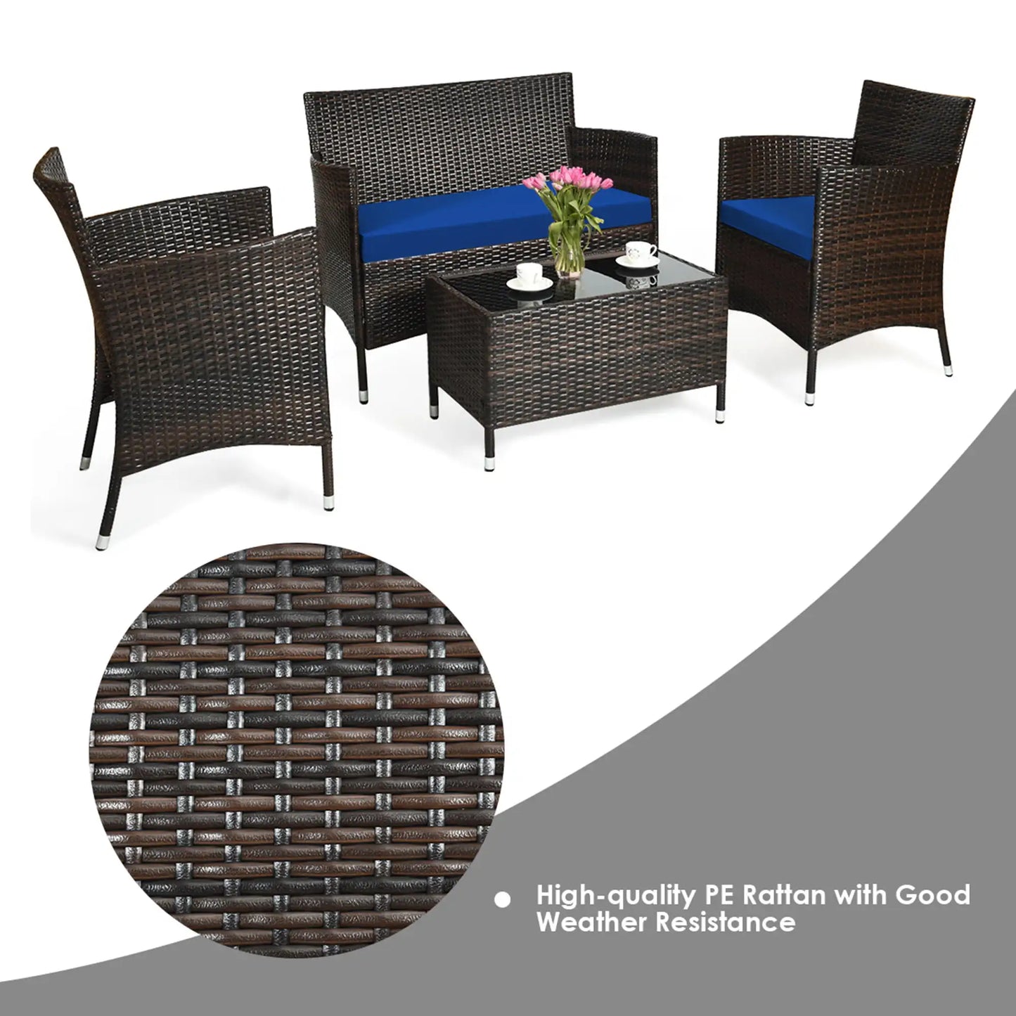 Patio Rattan Conversation Furniture Set