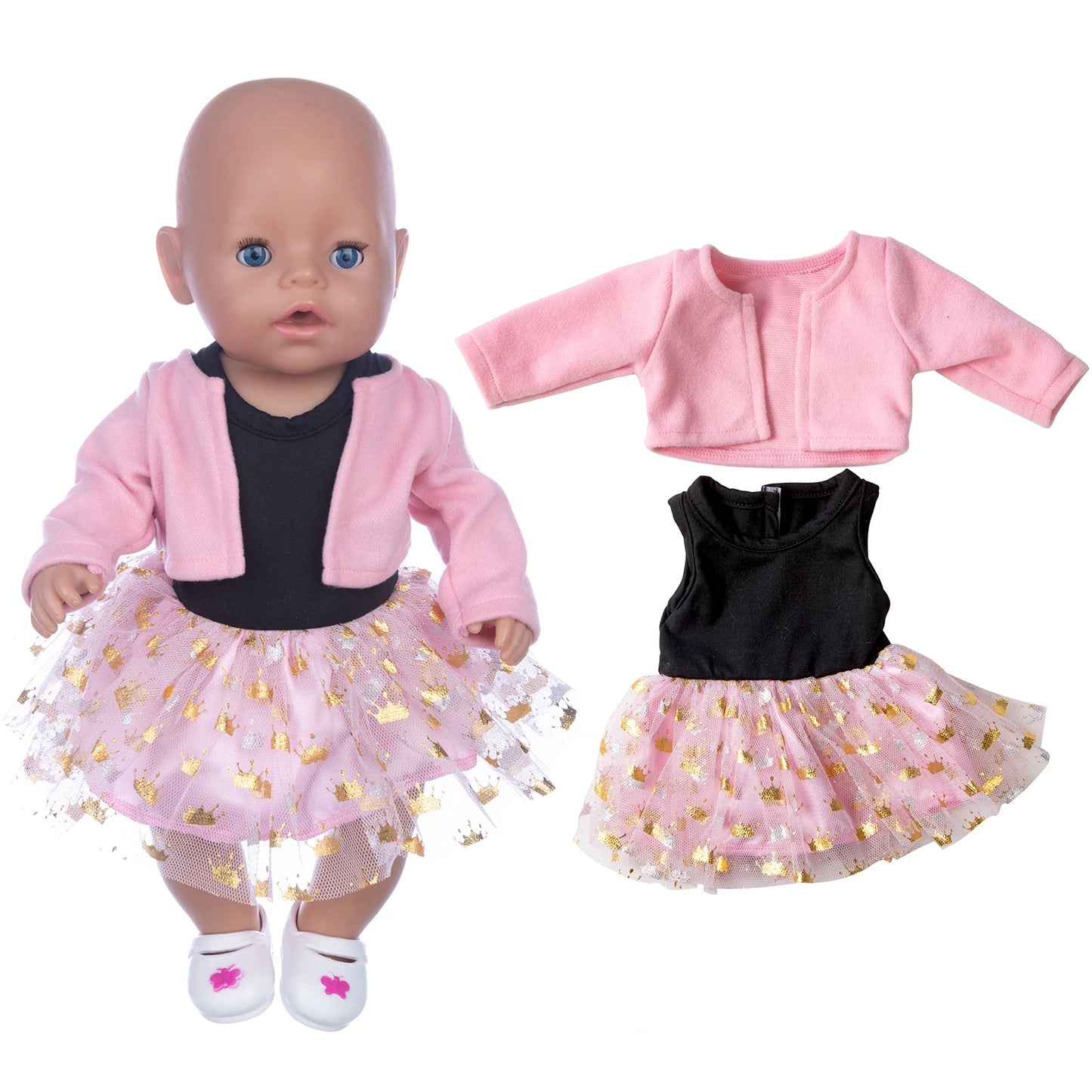 Reborn Baby Doll Winter Coat Pink Skirt 18 Inch Girl Dolls Clothes Jacket Children Xmas Gift Toys Wears