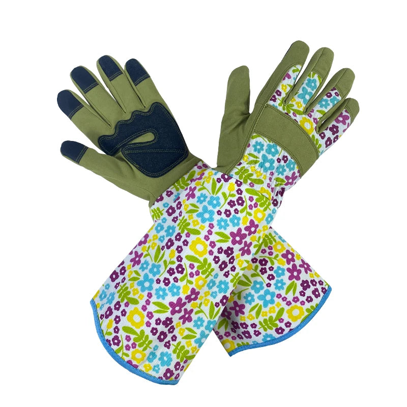 Floral Long Gardening Gloves for Women Thorn Proof Gloves Rose Pruning Garden Gloves with Touch Screen,Breathable Work Gloves