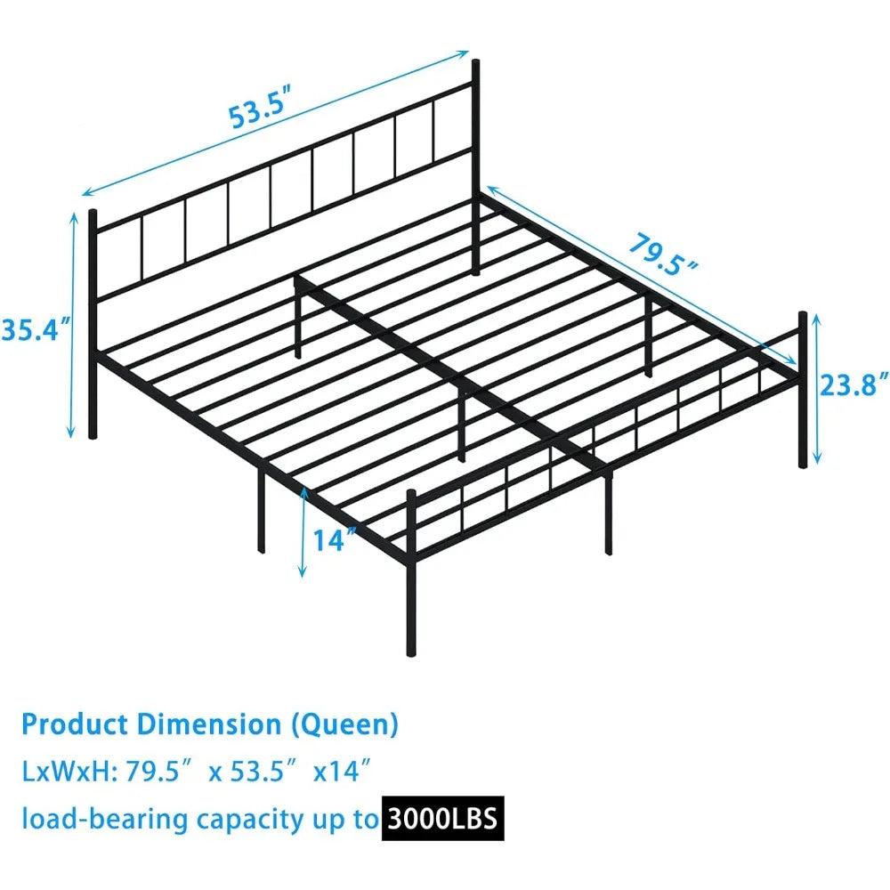 Metal Platform 14Queen Size Bed Frame