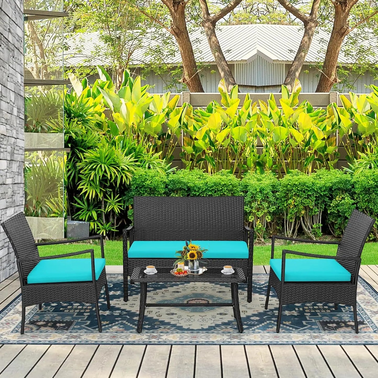 4Pieces Rattan Conversation Set