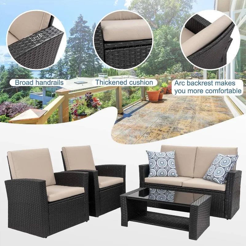 Shintenchi 4-Piece Outdoor Patio Furniture