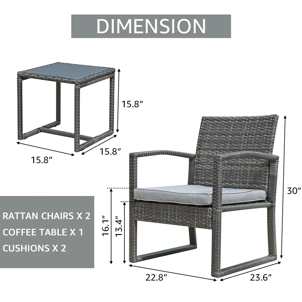 3PCS Outdoor Patio Furniture Set Table