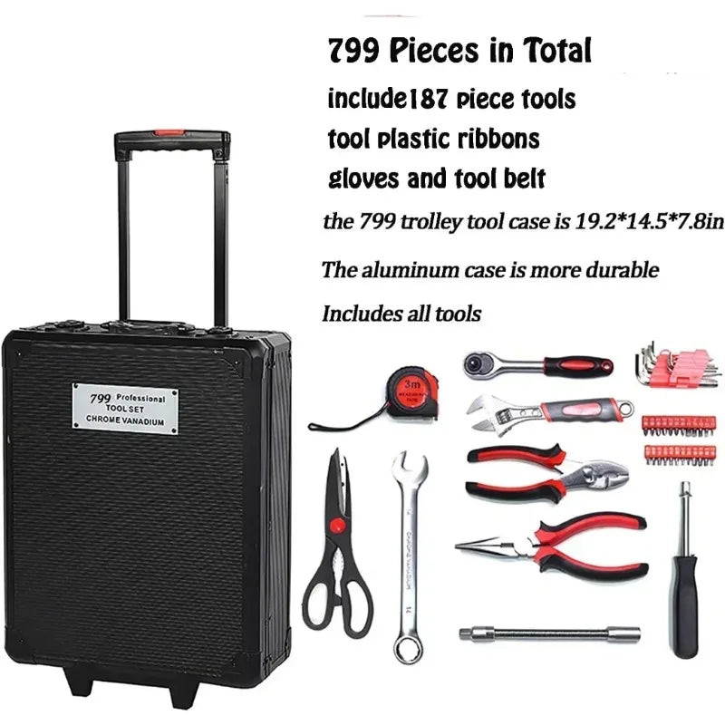 799pcs Aluminum Trolley Case Tool Set