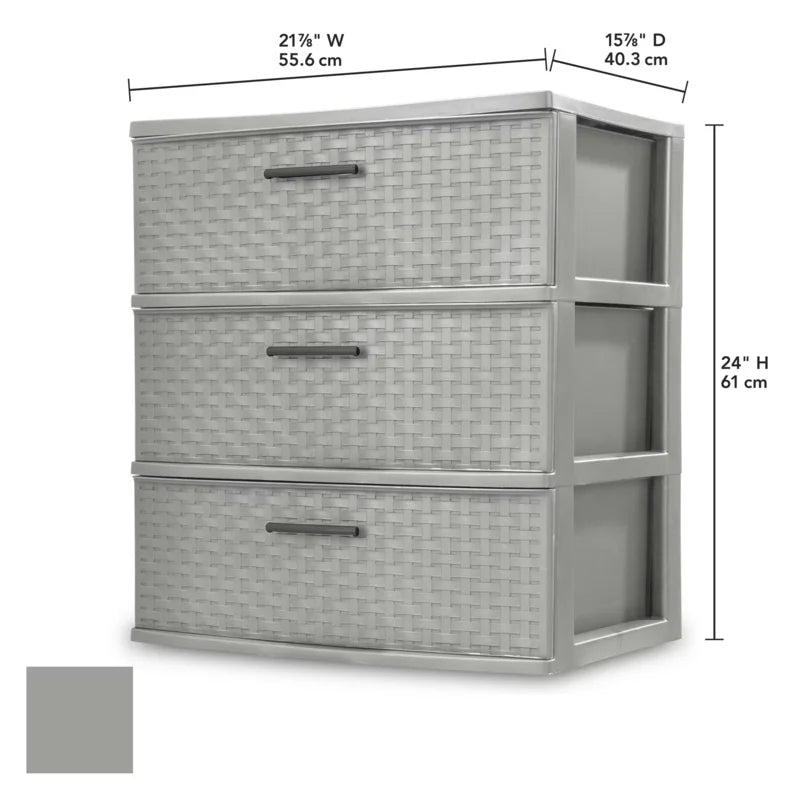 Sterilite 3 Drawer Wide Weave Tower Cement