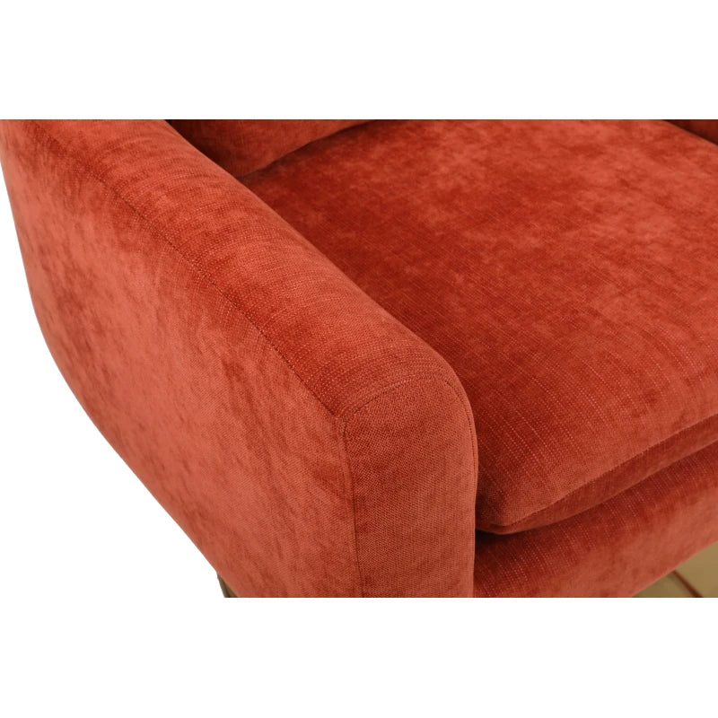 Orange Linen Classic Mid-Century Swivel Accent Chair,