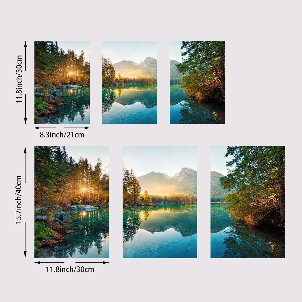 3PCS Nature Sunshine Forest Lake Poster