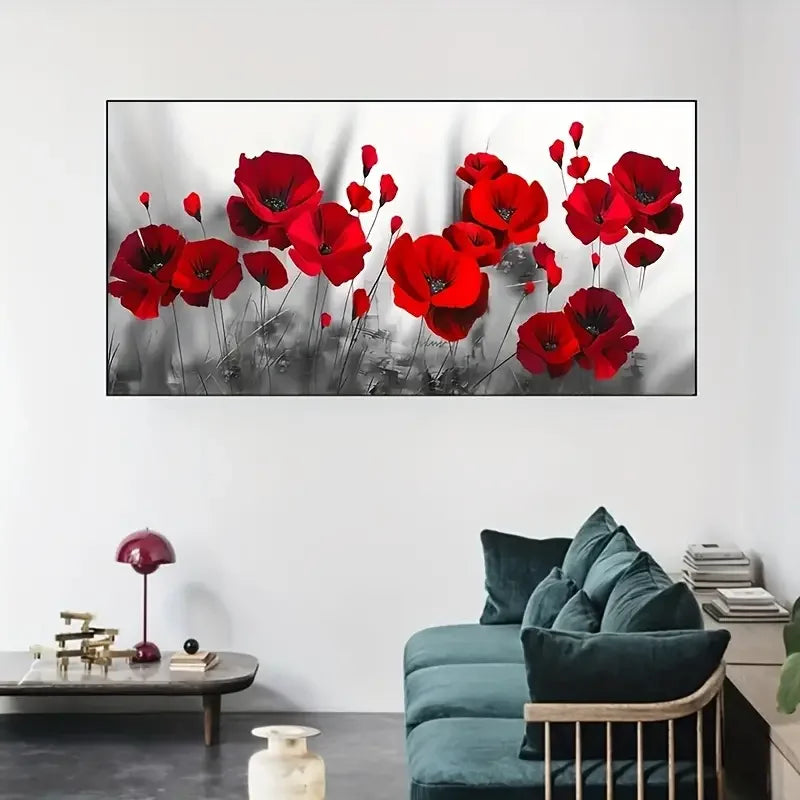 1pc Canvas  Abstract Red Bloom Flower