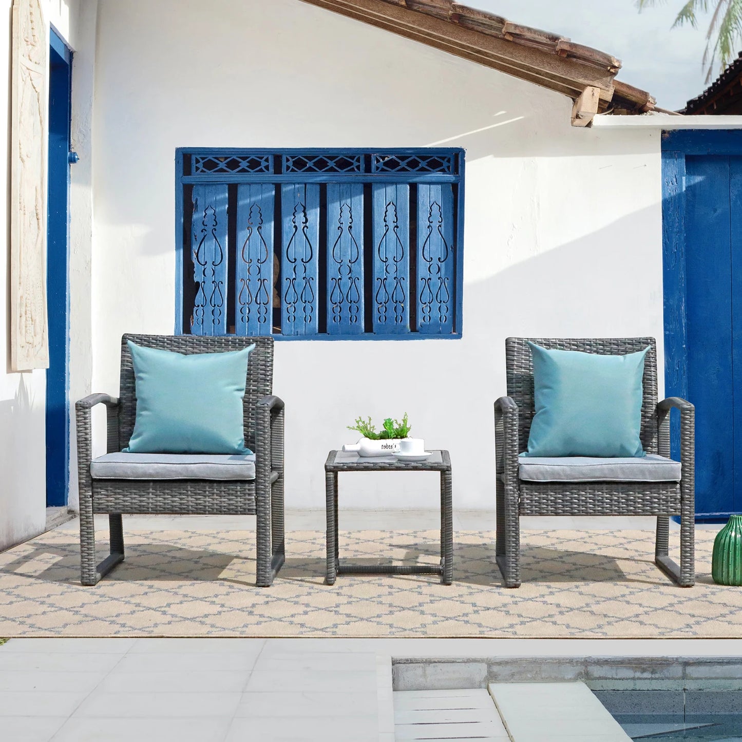 3PCS Outdoor Patio Furniture Set Table