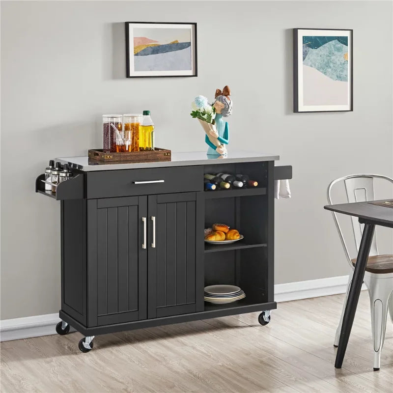 Kitchen Cart Cabinet with Steel Top