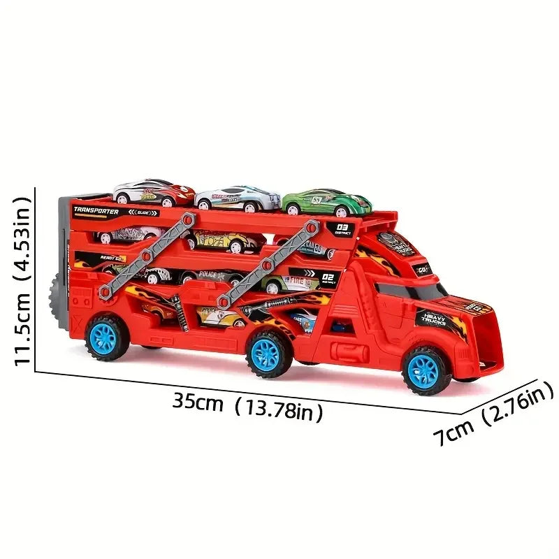 Kids Truck Deformation Transporter Car Toys Models Cars Educational Model Toys for Boys Girls Birthday Christmas Gift