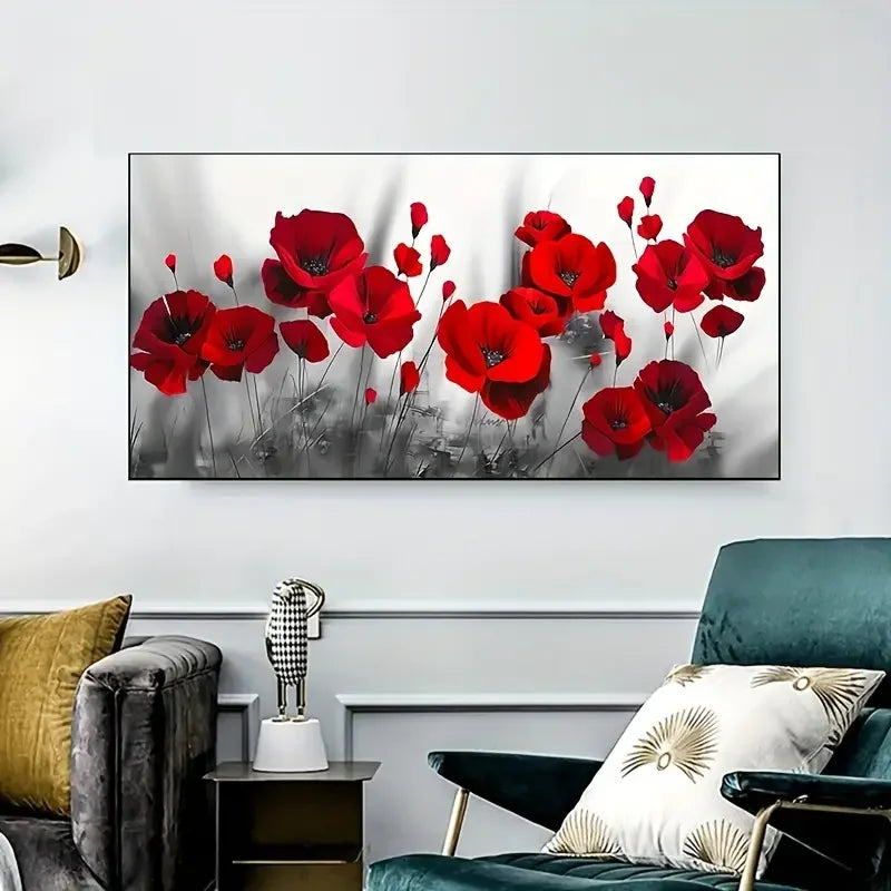 1pc Canvas  Abstract Red Bloom Flower