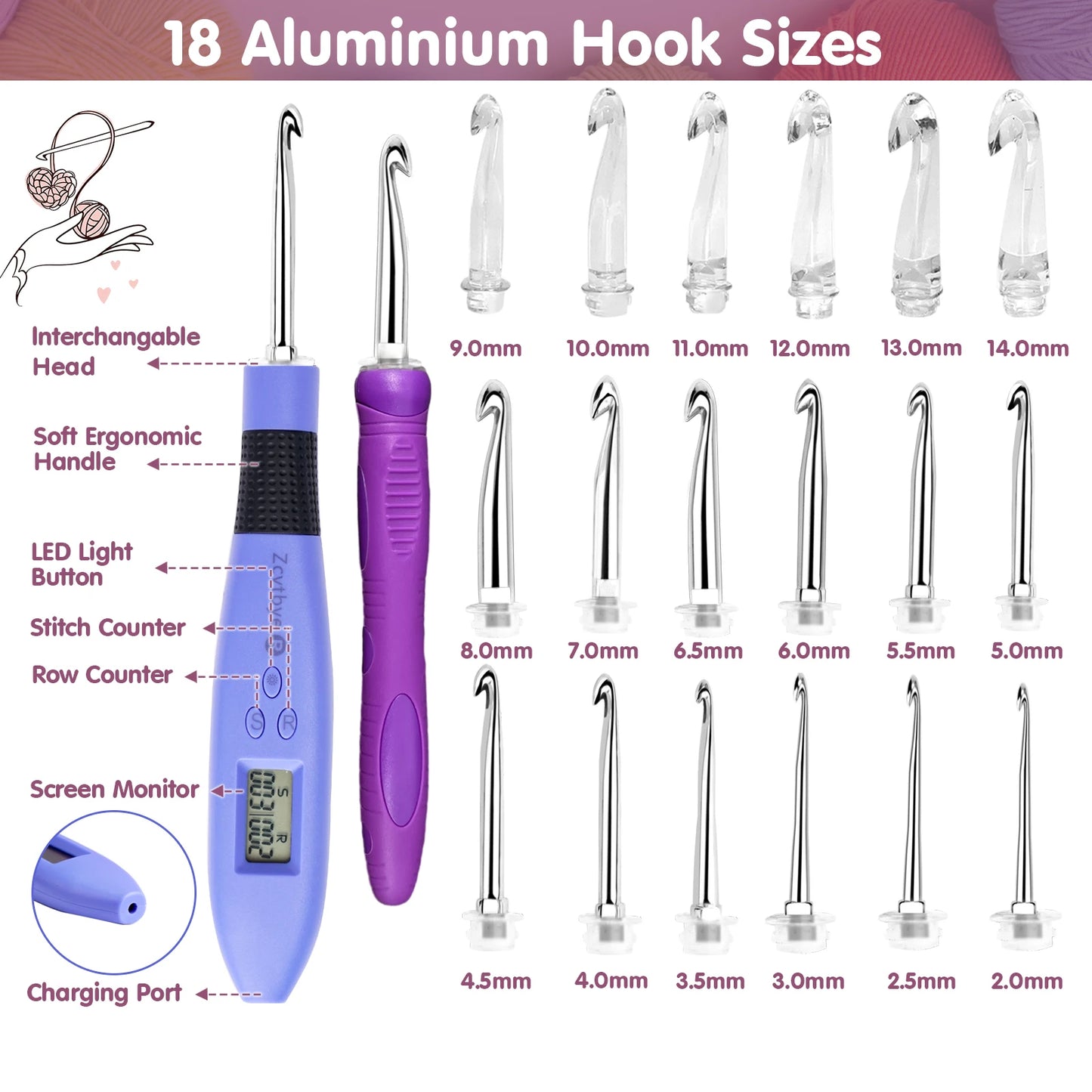 18 Sizes Crochet Hook Set