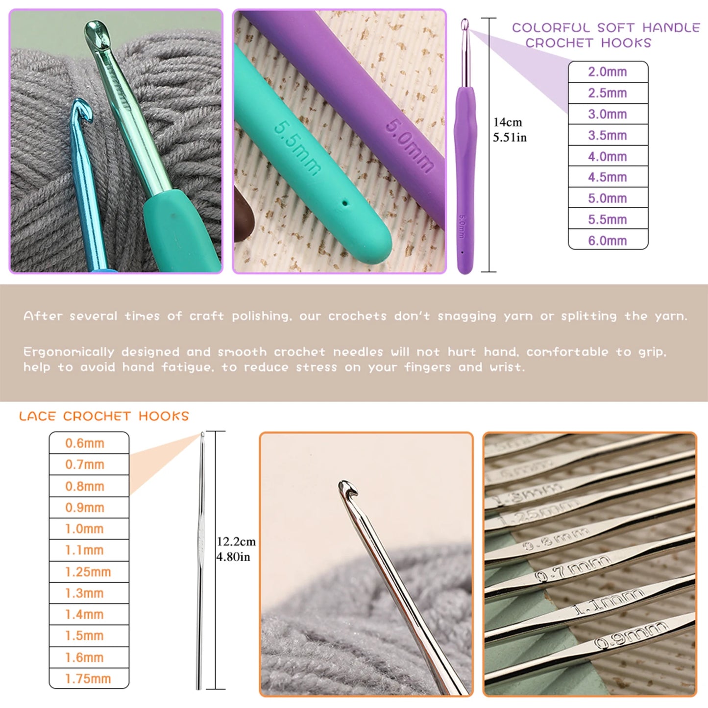 Knitting Kit With Crochet Needles And Cotton Thread