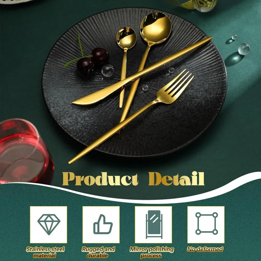 400 Pcs Gold Silverware Set