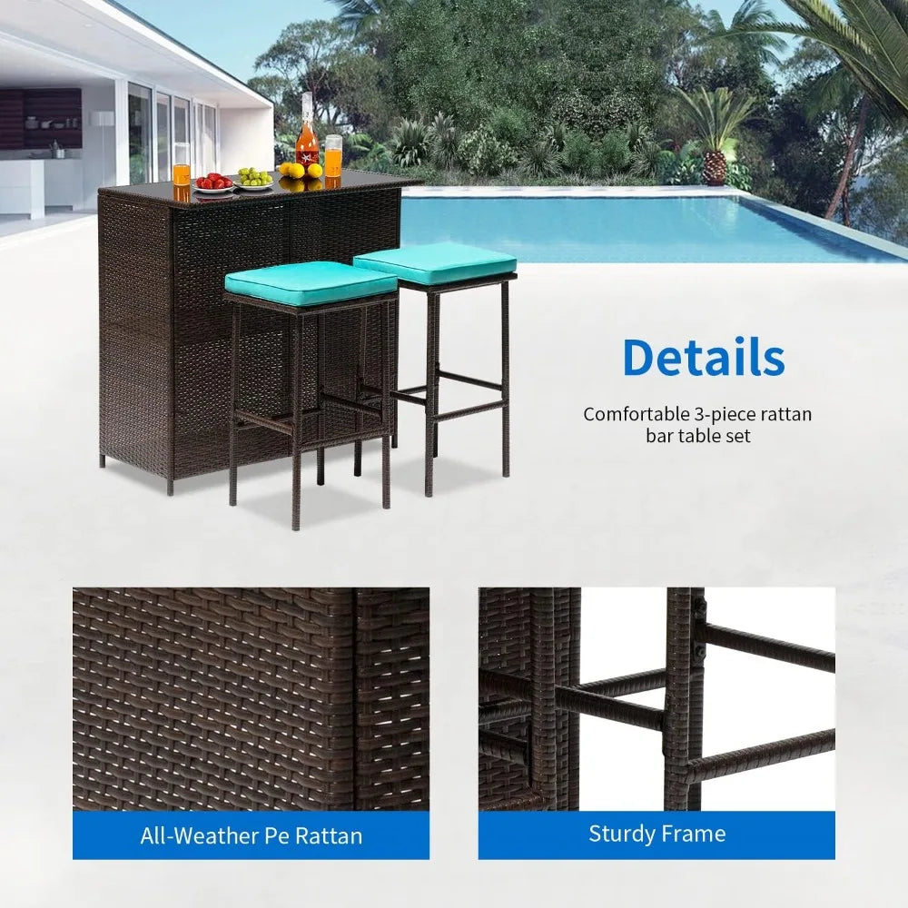 3PCS Patio Bar Set