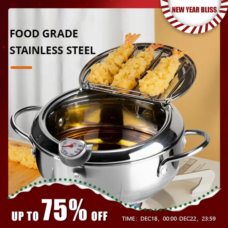 1pc Stainless Steel Oil Frying Pan